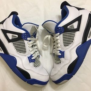 Blue black white jordans